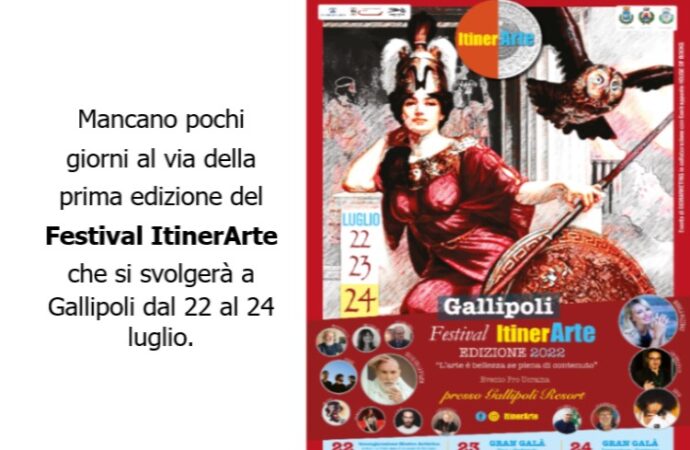 Itinerarte: il 22 luglio l’apertura del festival a Gallipoli. il 23 e 24 le serate di gala con tanti artisti