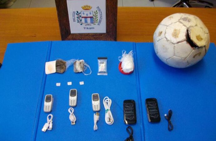 carceri dell’Abruzzo: ritrovato pallone di calcio con telefonini