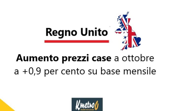 Regno Unito: aumento prezzi case a ottobre a +0,9 per cento su base mensile